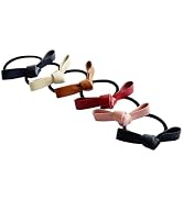 6Pcs Colorful Small Knotted Bow Hair Ties PU Leather Elastic Hair Bands Simple Hair Ropes Ponytai...