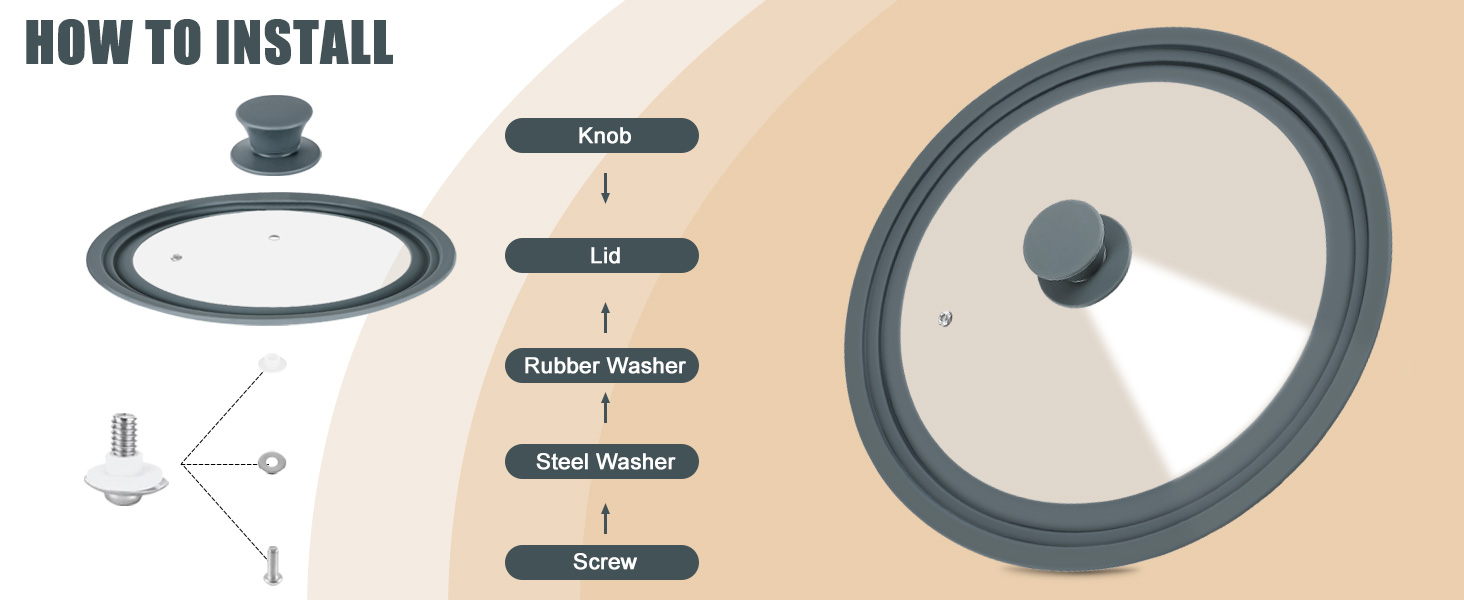 Universal Lid for Pots and Pans Tempered Glass Replacement Lid with Heat Resistant Silicone Edge