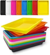 Slomg 24 Pcs Plastic Art Trays for Kids, 11 x 8 in Multicolor Activity Craft Trays Organizer for ...
