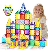 Mruikeny 100 Pieces Magnetic Tiles for Kids Ages 4-8, Glitter Magnetic Building Tiles Preschool L...