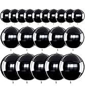 TONIFUL 16Pcs Large Black 4D Giant Round Foil Balloon 4D Mirror Metallic Mylar Sephere Balloons f...