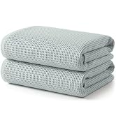 ecolook Waffle Bath Towel Set of 2, 100% Cotton Lightweight & Quick-Dry Bath Towels, Ultra-Absorb...