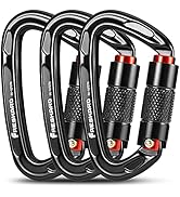 FresKaro UIAA Certified 25KN Auto Locking Climbing Carabiner Clips, Twist Lock, and Heavy Duty Ca...