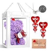 CODE FLORIST Rose Bear Valentine's Day Flower Bear Gifts,Rose Teddy Bear with Box,Cute Romantic A...