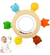 Baby Teething Rings Toys for 0-6 6-12 Months Animal Rattle Teether Sensory Toys for Babies 0-24Mo...