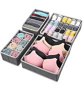 GOGOODA 4 Pcs Bra Sock and Underwear Drawer Organizers Divider, Closet Socks Organizer and Storag...