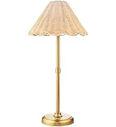 Folux 20.5'' Tall Cordless Boho Rattan Table lamp, 5200-mAh Rechargeable Battery, 3-Level Brightn...