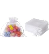 50Pcs White Mini Sheer Organza Gift Bags, 2x3 Breathable Storage Bag with Drawstring, Mesh Bags f...