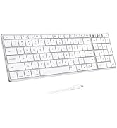 seenda SK64-2 3-Device Bluetooth Keyboard for Mac iPad, White Silver | Ultra-slim metallic-look d...