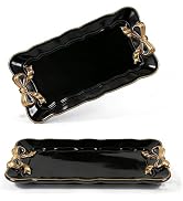 Wowagoga 2 PCS Vintage Decorative Tray Jewelry Tray Storage Tray Black Decorative Organizer for J...