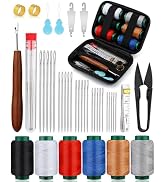TLKKUE 40 Pcs Big Eye Steel Sewing Needles Kit, Steel Needles for Hand Sewing, Sewing Kit with St...