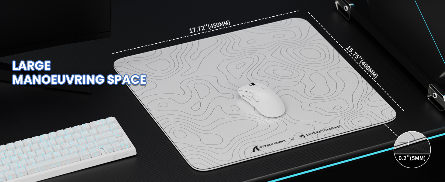 ATTACK SHARK CM05 Large Glass Gaming Mouse Pad - 450x400mm Nano-Textured Glass for Precision Speed