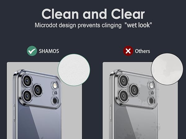 Comparison of Shamo's crystal-clear iPhone 17 pro case vs other cases, highlighting clarity