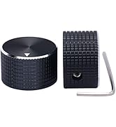 Taiss / 2Pcs 25 mmx15 mm 6.4mm / 0.25" Black Aluminum Rotary Electronic Control Potentiometer Knobs