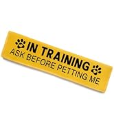 in Training Dog Leash Sleeve - Funny Yellow Alert Wrap with Hanging ID Patch | Ask Before Petting...