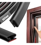 Black Rubber Weather Stripping Door Seal Strip, D Shape Door Rubber Weather Seal Strip, Self-Adhe...