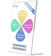 Boloyo Slanted Back Acrylic Sign Holder , 8.5 x 11 inch Acrylic Table Stand Paper Holder for Desk...