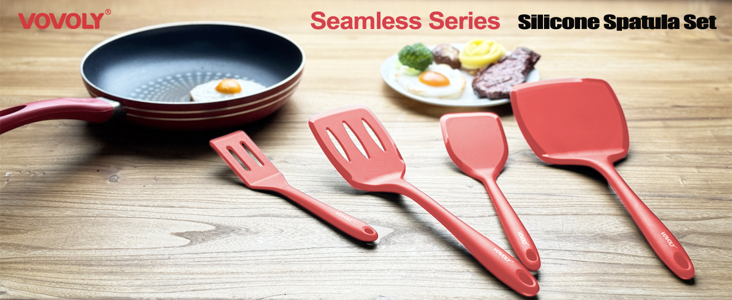 seamless series silicone spatula set red
