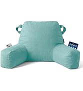 Unisakey Portable Comfy Reading Pillows for Bed Sitting Up(Lake Blue Oeko-Tex), Velvet Back Pillo...
