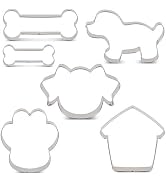 LILIAO Dog Cookie Cutter Set for Homemade Dog Biscuits Treats - 6 Piece - Dog Face, Dog Paw, Pupp...