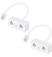 Lativu Phone Splitter for Landline, 2 Pack Phone Line Splitter, White Telephone Splitter 1 in 2 O...