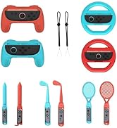 NBCP Switch 2 Sports Accessory Kit 18-in-1 – Physical Motion Gaming Bundle with Steering Wheel, S...