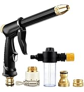 Turn Any Hose Into A High-Pressure Water Jet,Heavy Duty Garden Hose Nozzle,Multi Function Lawn & ...