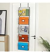 5-Tier Over the Door File Organizer, Stackable Hanging Wall Files Rack with Door Hooks Wall Organ...