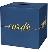 LIKAJON 1 Pack Navy Blue and Gold Foil Card Box for Party, 8.7" Navy Blue Gift Card Box Money Box...