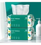 Soft Disposable Face Towel, Cotton Facial Dry Wipes 200 Count, Cotton Dry Wipes for Washing and D...