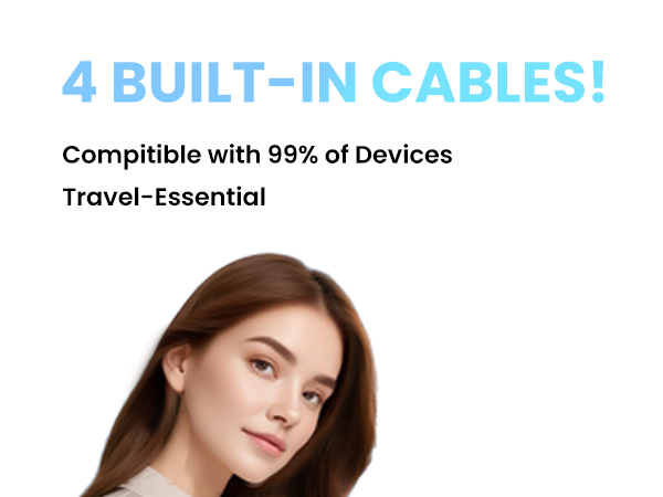 PISEN CCC Certified Built-in 4 Cable Power Bank