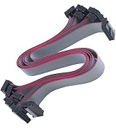 Antrader 6pcs 30cm 16Pin IDC Ribbon Cables w 2.54mm Female-Female FC Socket | Red Edge Gray Flat ...