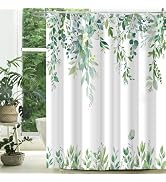 CTOTSYC Eucalyptus Shower Curtains for Bathroom, Light Green Watercolor Leaves with Floral Shower...