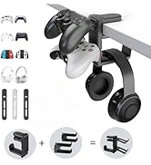 MOKUYOBY 3 in 1 Headphone and Controller Holder, PC Gaming Headphone Hanger, Rotating Headset Sta...