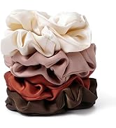 Satin Scrunchies for Women – 8PCS Earth Tone Silk Hair Ties – No Crease, Frizz-Free, Warm & Natur...