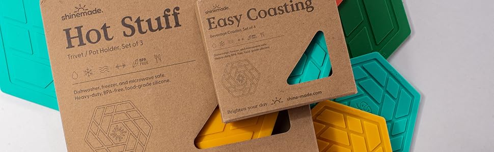 shinemade coasters and trivet packaging