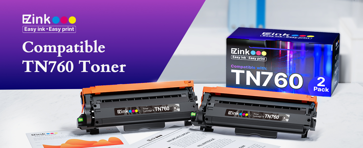 E-Z Ink TN760 Toner for Brother Printer Compatible for Brother TN-760 TN730 TN-730 Toner Cartridges