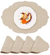 yuuzue Silicone Placemats Set of 4, Oval Table Placemats Heat Resistant Waterproof Wipeable Non-S...