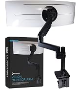 Vision monitor arm mounting system in black finish, displayed from multiple angles showing adjustable components and installation options.