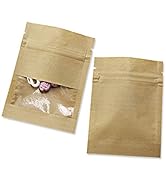 PABCK 100 Pack (Inner Size 2.36x2.36inch) Clear Window Airtight Seed Packets Brown Kraft Paper En...
