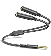 1/4 TRS Stereo Audio Cable for Guitar or Mixer with Jack Output, 1 FT, Black, Splitter Y Adapter,...