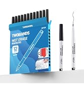 TWOHANDS Magnetic Wet Erase Markers,0.7mm Ultra Fine Tip,Black,12 Count | Extra Fine Point,Low Od...