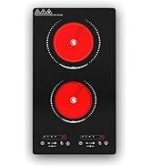 VBGK Electric Cooktop,110V 2100W 2 Burner Electric Cooktop,Countertop and Built-in Stove top with...