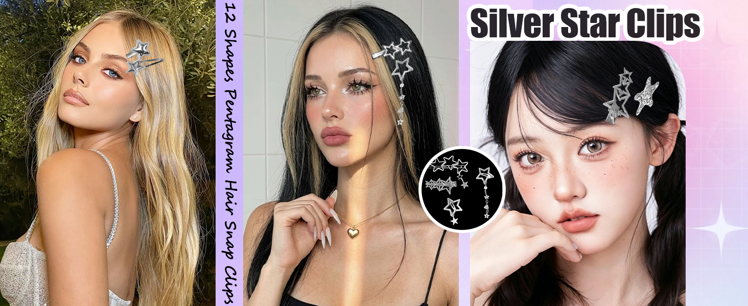 silver hair clips y2k