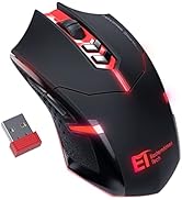 T-DAGGER Wireless Gaming Mouse- USB Cordless PC Computer Mice with LED Red Backlit, Ergonomic Sil...