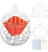 AHIER Glass Caviar Serving Set with Lid and 2 Pcs Mother of Pearl Spoon, Caviar Chiller Serving D...