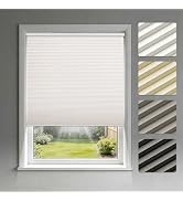 ZELUNA No Drill Cordless Blackout Cellular Shades for Windows Room Darkening Honeycomb Blinds wit...