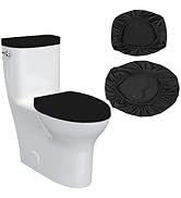 SHUOGUO Toilet Lid Cover and Toilet Tank Lid Cover, Bathroom Soft Toilet Lid Cover Set with Elast...