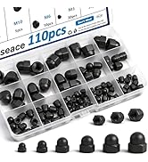 smseace 110Pcs 6-Sizes Hex Acorn Cap Nuts Assortment Kit - M3/ M4/ M5/M6/M8/M10 Bolt Cover Caps f...