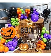 Halloween Balloons Garland Arch Kit,126pcs DIY Halloween Party Balloon With Black,Orange,Purple,F...